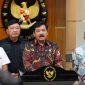 Menko Polhukam Hadi Tjahjanto saat jumpa pers di Kemenko Polhukam, Jakarta, Jumat (15/3/2023). Foto. Humas Kemenko Polhukam