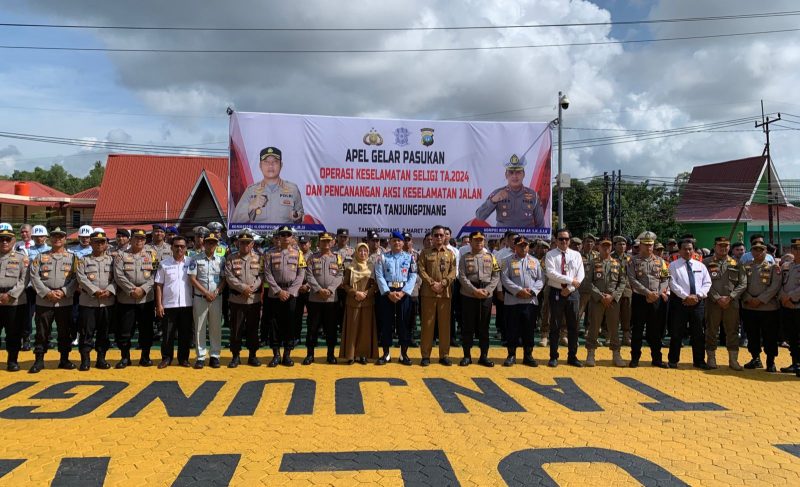 apel gelar pasukan operasi keselamatan seligi 2024 dan pencanangan aksi keselamatan jalan Polresta Tanjungpinang, Sabtu (2/3). Foto: Diskominfo Tanjungpinang