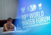Menparekraf Sandiaga Uno saat doorstop usai mengikuti Rapat Koordinasi Panitia Nasional Penyelenggaraan World Water Forum ke-10 di The Laguna, Nusa Dua, Bali, Kamis (16/5/2024). Foto: Biro Komunikasi Kemenparekraf