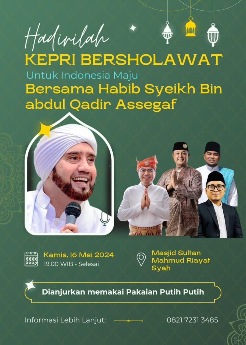 Flyer Sholawat Akbar Bersama Habib Syech di Masjid Sultan Mahmud Riayat Syah. Foto: Istimewa