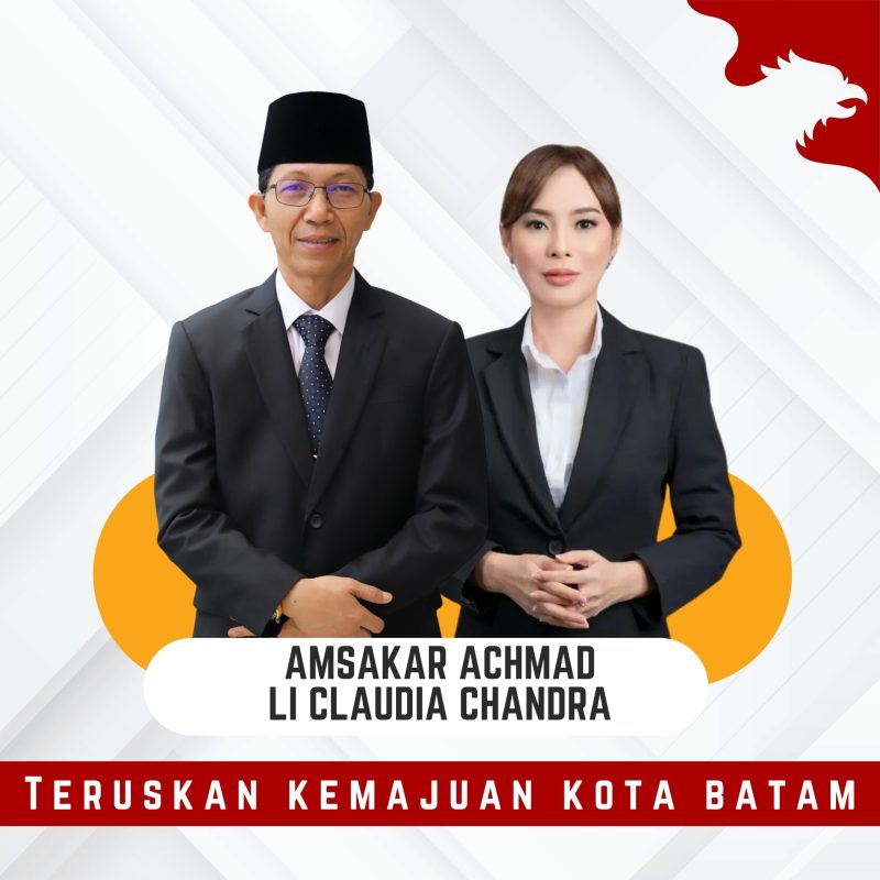 Amsakar Achmad-Li Claudia Chandra yang diprediksi akan berpasangan di Pilwako Batam 2024. Foto: Istimewa