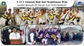 Sebanyak 1.311 Jamaah Haji dari Kepulauan Riau saat ini sudah berada di Tanah Suci atau Kota Mekkah dan sedang menunggu puncak pelaksanaan ibadah Haji yakni Berkumpul di Arafah, Mabid di Muzdalifah serta Lempar Jumroh dan tahalul di Mina (Armuzna) nantinya yang akan dilaksanakan mulai tanggal 15 - 21 Juni 2024 atau 8 - 13 Zulhijjah 1445 H. Foto: Diskominfo Kepri