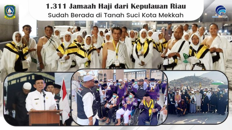 Sebanyak 1.311 Jamaah Haji dari Kepulauan Riau saat ini sudah berada di Tanah Suci atau Kota Mekkah dan sedang menunggu puncak pelaksanaan ibadah Haji yakni Berkumpul di Arafah, Mabid di Muzdalifah serta Lempar Jumroh dan tahalul di Mina (Armuzna) nantinya yang akan dilaksanakan mulai tanggal 15 - 21 Juni 2024 atau 8 - 13 Zulhijjah 1445 H. Foto: Diskominfo Kepri