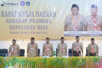 Rapat Kerja Daerah (Rakerda) Gerakan Pramuka Kwartir Daerah (Kwarda) Provinsi Kepri tahun 2024 secara resmi dibuka oleh Ka. Kwarda Kepri Adi Prihantara bertempat di Aula Kwarda Kepri,  Dompak, Tanjungpinang, Kamis (30/5/2024) malam. Foto: Diskominfo Kepri