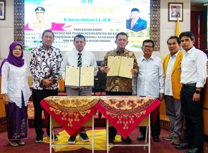 Dalam rangka memperluas jejaring pendidikan dan meningkatkan kualifikasi tenaga pendidik, Pemerintah Provinsi Kepulauan Riau menjajaki kerjasama dengan Universitas Negeri Padang (UNP). Foto: Diskominfo Kepri