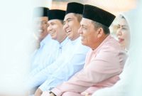 Gubernur Kepulauan Riau H. Ansar Ahmad didampingi Ketua BKMT Provinsi Kepri Hj. Dewi Kumalasari Ansar menghadiri kegiatan Gebyar Muharram 1446 Hijriah yang diselenggarakan di Kabupaten Bintan. Bertempat di Gedung Nasional, Tanjung Uban Kabupaten Bintan, Minggu (14/7/2024). Foto: Diskominfo Kepri