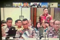 Penjabat (Pj.) Wali Kota Tanjungpinang, Andri Rizal, memaparkan revisi Rencana Tata Ruang Wilayah (RTRW) Kota Tanjungpinang tahun 2024-2044 dalam rapat koordinasi lintas sektor yang diselenggarakan Kementerian Agraria dan Tata Ruang/Badan Pertanahan Nasional (ATR/BPN), di Sheraton Grand Jakarta Gandaria City Hotel, Jakarta Selatan, Kamis (25/7/2024). Foto: Diskominfo Tanjungpinang