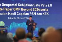 Presiden Terpilih, Prabowo Subianto saat memberikan arahan saat peluncuran Geoportal 2.0. Foto: Amiri Yadi InfoPublik