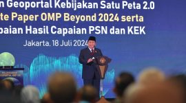 Presiden Terpilih, Prabowo Subianto saat memberikan arahan saat peluncuran Geoportal 2.0. Foto: Amiri Yadi InfoPublik
