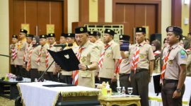 Ulang Janji, Penyerahan Tanda Penghargaan dan Pelantikan Pengurus Satuan Karya Pramuka Taruna Bumi bertempat di Aula Wan Seri Beni Kantor Gubernur Kepri, Dompak, Tanjungpinang. Foto: Diskominfo Kepri