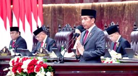 Presiden Joko Widodo menyampaikan pidatonya di Gedung Nusantara MPR/DPR/DPD RI, Jakarta, pada Jumat, 16 Agustus 2024. Foto: BPMI Setpres/Rusman