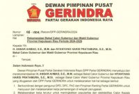 SK Rekomendasi Partai Gerindra untuk Pilgub Kepri. Foto: Istimewa