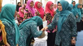 Hj. Dewi Kumalasari Ansar menghadiri Workshop Peningkatan Pelayanan Kader Posyandu Kota Tanjungpinang di Gedung GOW Sekretariat PKK Tanjungpinang, Senggarang. Foto: Diskominfo Kepri