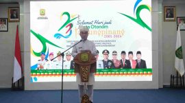 Penjabat (Pj.) Wali Kota Tanjungpinang, Andri Rizal,Dalam sambutannya di acara Hari Jadi ke-23 Kota Otonom Tanjungpinang. Foto: INIKEPRI.COM