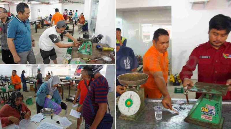 Dinas Perdagangan dan Perindustrian (Disdagin) Kota Tanjungpinang melalui UPTD Metrologi Legal mengadakan kegiatan Tera Ulang Alat-alat UTTP (Ukur, Takar, Timbang, dan Perlengkapan) di Pasar Encik Puan Perak, Blok A Lantai 1, Selasa (15/10/2024). Foto; Diskominfo Tanjungpinang