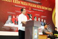 Wakil Wali Kota Batam Amsakar Achmad menghadiri seminar yang ditaja Pascasarjana dan Fakultas Hukum Universitas Riau Kepulauan (Unrika) bersama Forum Kewaspadaan Dini Masyarakat (FKDM) Kota Batam, di Sky Ballroom Nagoya Hill Hotel, Kamis (12/12/2024). Foto: INIKEPRI.COM