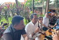 Wali Kota dan Wakil Wali Kota Batam terpilih Amsakar Achmad dan Li Claudia Chandra saat ngopi bareng bersama awak media. Foto: INIKEPRI.COM