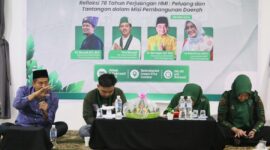 Kepala Kantor Kementerian Agama Kota Tanjungpinang, Erizal, menghadiri kegiatan yang diselenggarakan oleh Himpunan Mahasiswa Islam (HMI) Cabang Tanjungpinang-Bintan. Foto: INIKEPRI.COM