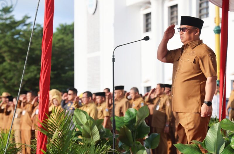 Wakil Gubernur Kepri, Nyanyang Haris Pratamura, memimpin apel pagi perdana di lingkungan Pemerintah Provinsi Kepulauan Riau (Pemprov Kepri), di Lapangan Upacara Kantor Gubernur Kepulauan Riau, Tanjungpinang. Foto: INIKEPRI.COM/Diskominfo Kepri 