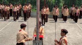 Negeri 2 Batam, Gugus Depan 03.021-03.022 Belakang Padan) dan Gugus Depan 03.147-03.148 Sekupang menggelar kegiatan Perkemahan Sabtu-Minggu (PERSAMI) di lapangan utama MTs Negeri 2 Batam di Belakang Padang. Foto: INIKEPRI.COM