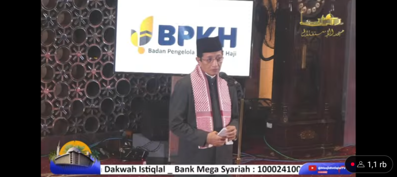 Menteri Agama Nasarudin Umar. /Foto Istimewa/Hasil Tangkapan Layar Masjid Istiqlal