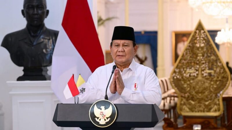 Presiden Prabowo menyampaikan belasungkawa di Istana Merdeka atas wafatnya Paus Fransiskus pada Senin, 21 April 2025 Foto: BPMI Setpres/Muchlis Jr