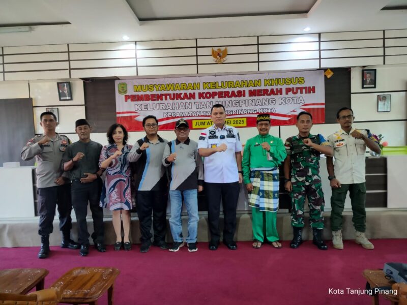 Dinas Tenaga Kerja, Koperasi, dan Usaha Mikro (Disnakerkopum) Kota Tanjungpinang mencatat capaian progres musyawarah kelurahan khusus pembentukan Koperasi Merah Putih telah mencapai 100 persen. Foto: INIKEPRI.COM