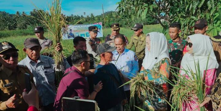 Bupati Natuna, Cen Sui Lan, bersama Wakil Bupati Jarmin dan Ketua DPRD Natuna, Rusdi, menghadiri kegiatan panen raya yang berlangsung meriah di Desa Payak, Kecamatan Serasan Timur. Foto: INIKEPRI.COM