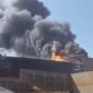 Kapal tanker Federal II yang tengah dok di PT ASL Shipyard terbakar. Foto: Tangkapan Layar 