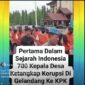 Unggahan video yang dinarasikan 700 kepala desa ditangkap KPK karena korupsi. Faktanya, video tersebut merupakan 21 orang tersangka atas kasus dugaan tindak pidana korupsi dari bidang konstruksi, kredit perbankan hingga penyalahgunaan bantuan COVID-19 saat ekspose di Mapolda Sulsel. Foto: Tangkapan Layar Facebook 