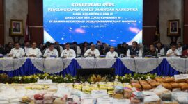 Bea Cukai dan BNN menggelar konferensi pers pengungkapan kasus-kasus tindak pidana narkotika periode April hingga Juni 2025 di Kantor Pusat Bea Cukai, pada Senin (23/6/2025). Foto: Amiri Yandi/InfoPublik.ID