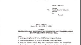 Surat Edaran Wajibkan Desa Sediakan APAR. Foto: Disdamkar Natuna