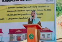 Bupati Natuna Cen Sui Lan saat menyampaikan kata sambutan pada pembangunan Gedung Sekretariat Bersama Forum Kerukunan Umat Beragama (FKUB). Foto: INIKEPRI.COM/NatunaKab 