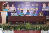 Andhi Kusuma di podium saat Musda IV KNPI Kepri. Foto: INIKEPRI.COM