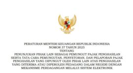 Peraturan Menteri Keuangan Nomor 37 Tahun 2025 Tentang Penunjukan Pihak Lain Sebagai Pemungut Pajak Penghasilan Serta Tata Cara Pemungutan, Penyetoran, dan Pelaporan Pajak Penghasilan yang Dipungut oleh Pihak Lain Atas Penghasilan yang Diterima Atau Diperoleh Pedagang Dalam Negeri dengan Mekanisme Perdagangan Melalui Sistem Elektronik. Foto: Tangkapan Layar 