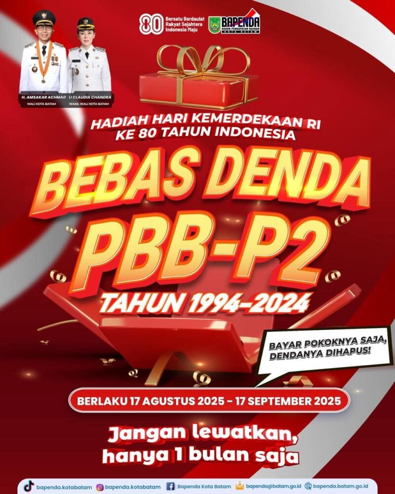 Flyer bebas denda PBB-P2 Pemko Batam. Foto: Media Center Batam 