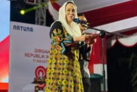 Bupati Natuna Cen Sui Lan pada Malam Resepsi Kenegaraan dalam rangka peringatan HUT ke-80 Republik Indonesia. Foto: INIKEPRI.COM/NatunaKab 