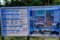 Foto: Papan plang pembangunan pasar ikan modern di Kabupaten Natuna, Provinsi Kepulauan Riau, Selasa (26/8/2025). — Sumber: ANTARA/Muhamad Nurman 