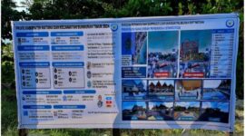 Foto: Papan plang pembangunan pasar ikan modern di Kabupaten Natuna, Provinsi Kepulauan Riau, Selasa (26/8/2025). — Sumber: ANTARA/Muhamad Nurman 