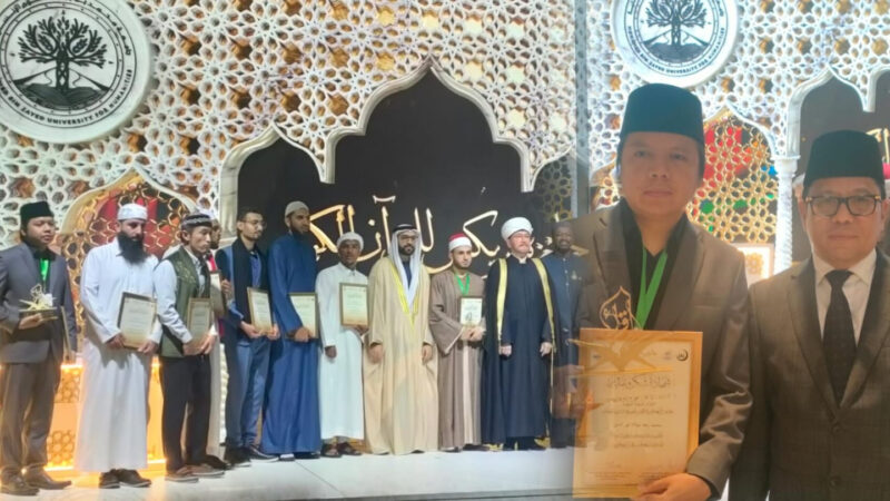 Qari muda asal Bogor, Jawa Barat, Muhammad Reza Maulana Nurdin, berhasil meraih Juara II pada Musabaqah Tilawatil Quran (MTQ) Internasional yang menjadi bagian dari Pertemuan Pimpinan Komunitas Muslim Negara-negara BRICS di Rio de Janeiro, Brasil. Foto Humas Kementerian Agama