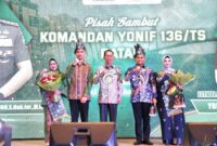 Amsakar dalam acara pisah sambut Komandan Yonif 136/Tuah Sakti dari Letkol Inf Bayu Hanuranto Wicksono kepada Letkol Inf Yudi Satria Prabowo di Hotel Wyndham Batam, Senin (27/10/2025) malam. Foto: INIKEPRI.COM