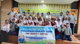 Siswa SMP Negeri 1 Batam melaksanakan kunjungan edukatif ke UPT Perpustakaan M. Sani Batam, Rabu (12/11/2025).  Foto: INIKEPRI.COM
