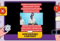 Tangkapan Layar Hoaks tentang endaftaran Program Penghapusan Tunggakan BPJS Kesehatan dari Purbaya yang Siapkan 20 Triliun. Foto: turnbackhoax.id