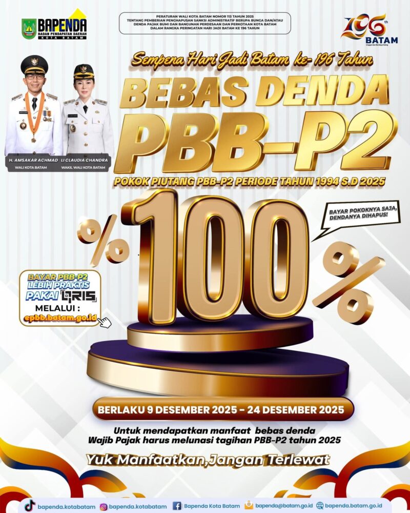 E Flyer penghapusan denda PBB-P2 Pemko Batam. Foto: Bapenda Batam