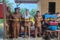 Peresmian pabrik mini pengolahan sagu milik Badan Usaha Milik Desa (BUMDes) Kelanga oleh Bupati Natuna Cen Sui Lan, di Desa Kelanga, Kecamatan Bunguran Timur Laut. Foto: INIKEPRI.COM