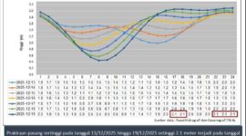 Prakiraan pasang surut wilayah penagi dan sekitarnya yang berlaku tanggal 13 hingga 19 Desember 2025. Foto: BMKG