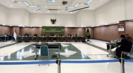 Sidang Majelis Kehormatan Hakim (MKH) terhadap Hakim HS. Foto: KY