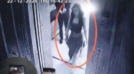 Rekaman kamera pengawas (CCTV) menunjukkan Lula Lahfah terekam keluar dari lift di apartemennya pada Selasa, 22 Januari 2026, pukul 18.42.23 WIB. Foto: RRI/Yusuf Bagus