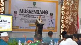 Bupati Natuna Cen Sui Lan membuka Musrenbang Kabupaten Natuna 2026 yang digelar di Ballroom Gajah Mina Adiwana Jelita Sejuba Resort, Kecamatan Bunguran Timur, Selasa (10/2/2026) pagi. Foto: Istimewa 