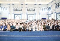 Pelepasan 640 calon jemaah haji asal Kota Batam tahun 1447 Hijriah/2026 Masehi di Masjid Agung Raja Hamidah. Foto: INIKEPRI.COM